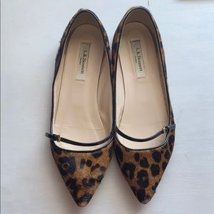 L. K. Bennett pony hair cheetah print flats